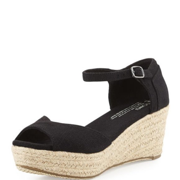 black heritage canvas women's platform espadrilles
